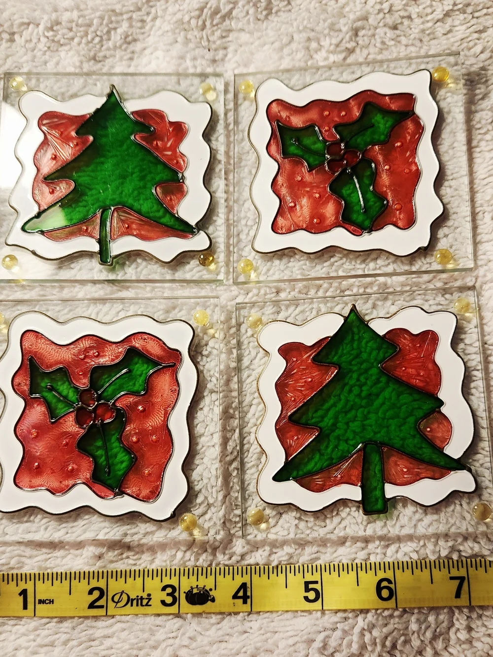 American Greetings Red and Green Holiday Coaster Set